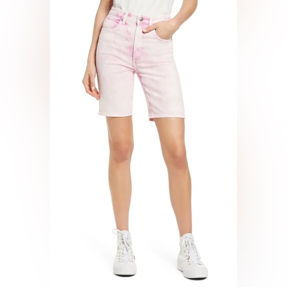 LEE x Free People Denim Bermuda Shorts - Berry Pink Acid - Picture 2 of 8